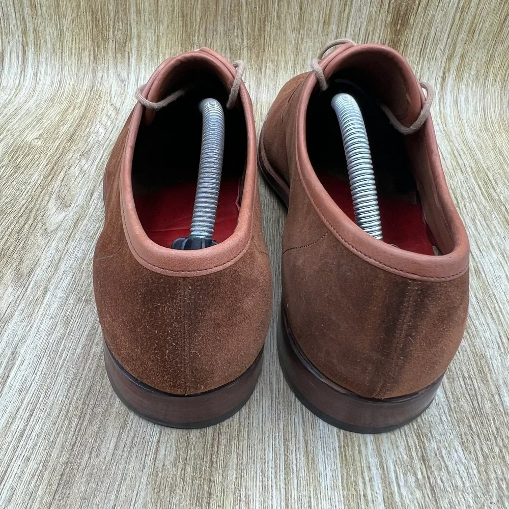 Grenson Suede Derby Men's Size 10.5 F UK 9.5 Brown Leather Trim Dress Shoes‎